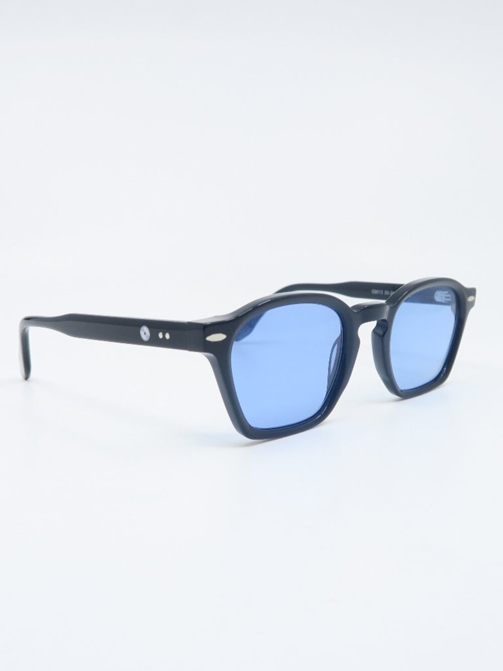 Side B G9013 50mm Black Acetate-Blue Lenses, New, Fashion, Unisex, Sunglasses.